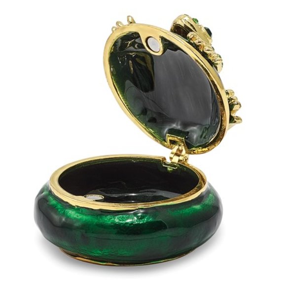 Bejeweled Green Enamel  Frog Trinket Box & pendant - Picture 2 of 5